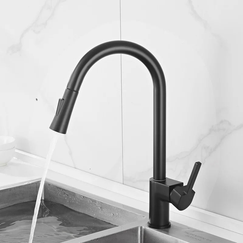 Afralia™ Pull Out Kitchen Faucet, Single Hole Brass Sink Mixer Tap