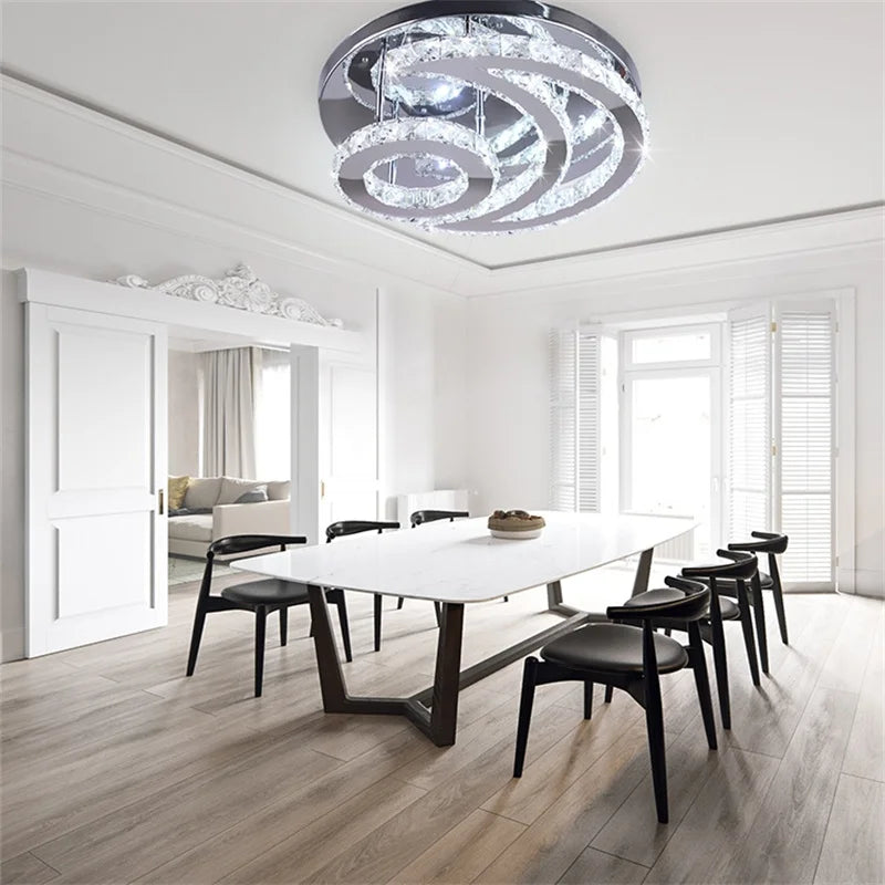 Afralia™ Modern Crystal Ceiling Chandelier LED Light for Living Dining Bedroom Lighting
