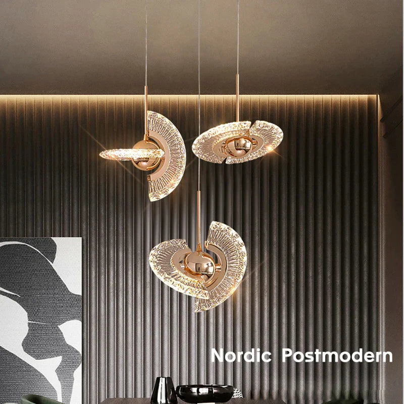 Afralia™ Gold LED Pendant Light - Elegant Adjustable Chandelier for Indoor Home decor