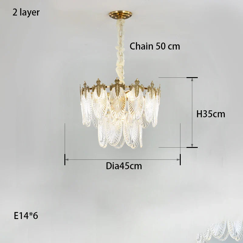 Afralia™ Round Glass Suspension Chandelier – Modern French Style Light Luxury for Living Room