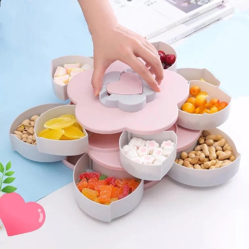 Afralia™ Rotating Petal Candy Box Snack Tray Nut Storage Organizer