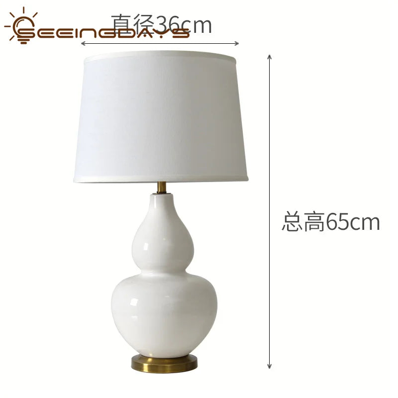 Afralia™ White Gourd Lamp: Porcelain Minimalist Bedroom & Living Room Lighting