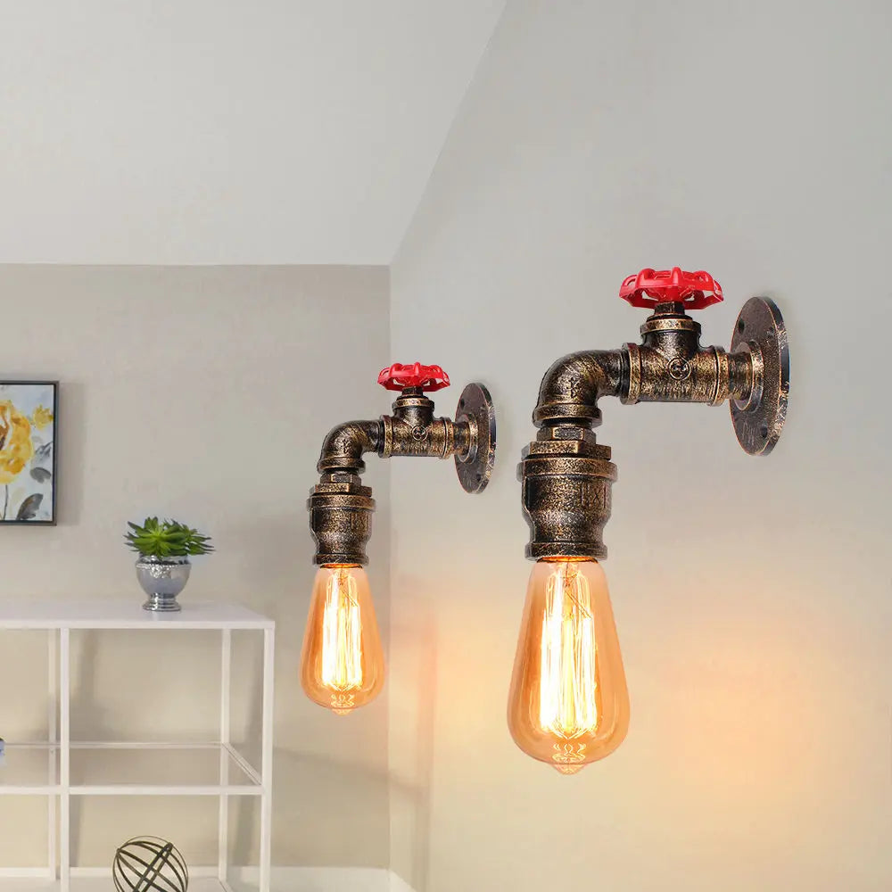 Afralia™ Industrial Water Pipe Wall Sconce for Restaurant Cafe Bar Kitchen