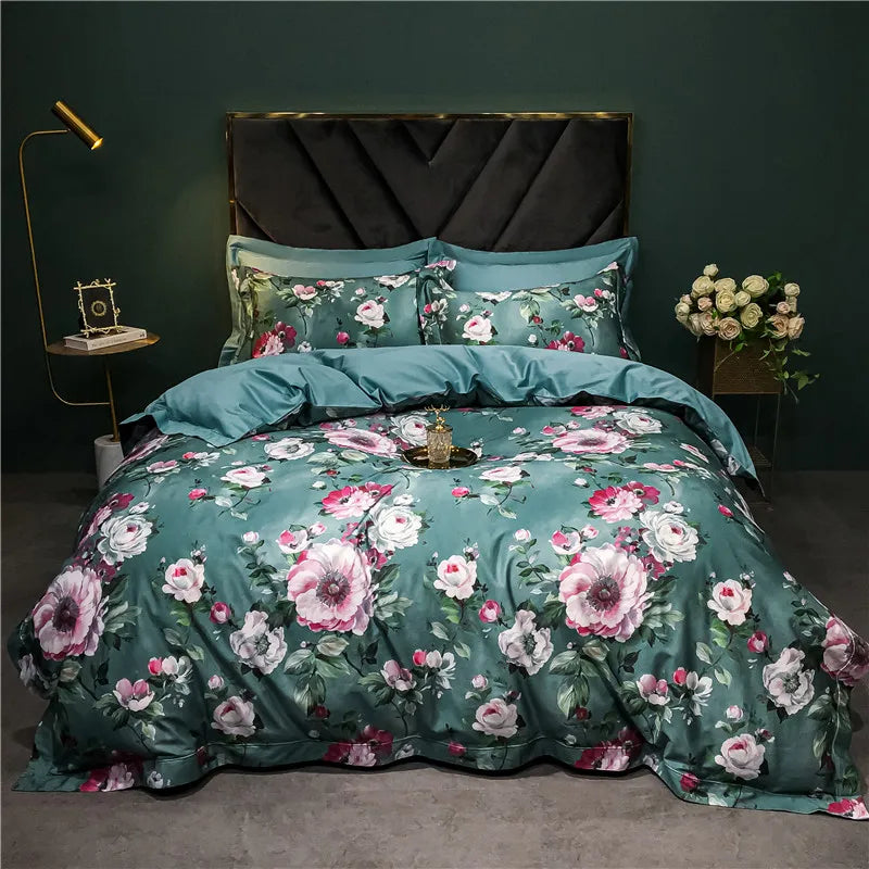 Afralia™ 1400TC Egyptian Cotton Bird Floral Bedding Set - Luxury 4Pcs
