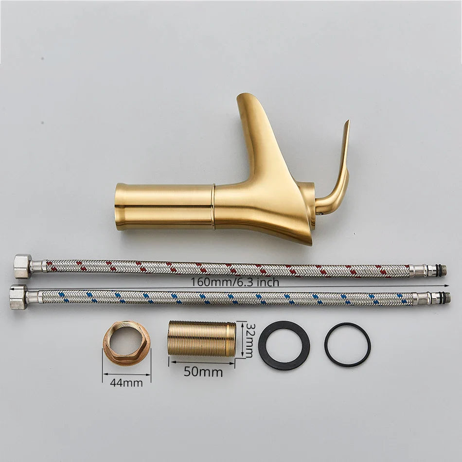 Afralia™ Gold Waterfall Wine Glass Basin Faucet - Single Lever Bathroom Mixer