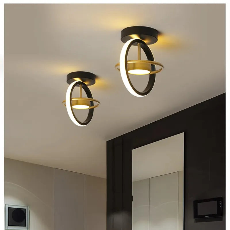 Afralia™ LED Ceiling Light Chandelier for Home Living Room Bedroom Dining Decor, Gold/Black Fixtures