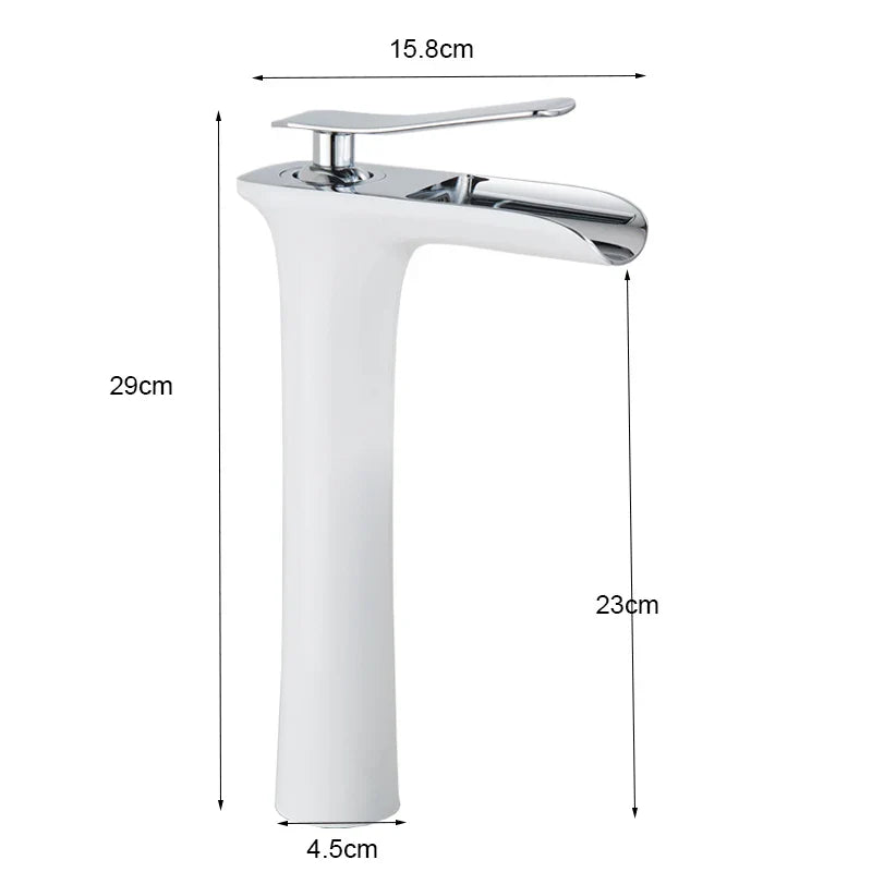 Afralia™ White Brass Basin Faucet with Single Handle, Hot Cold Water Mixer