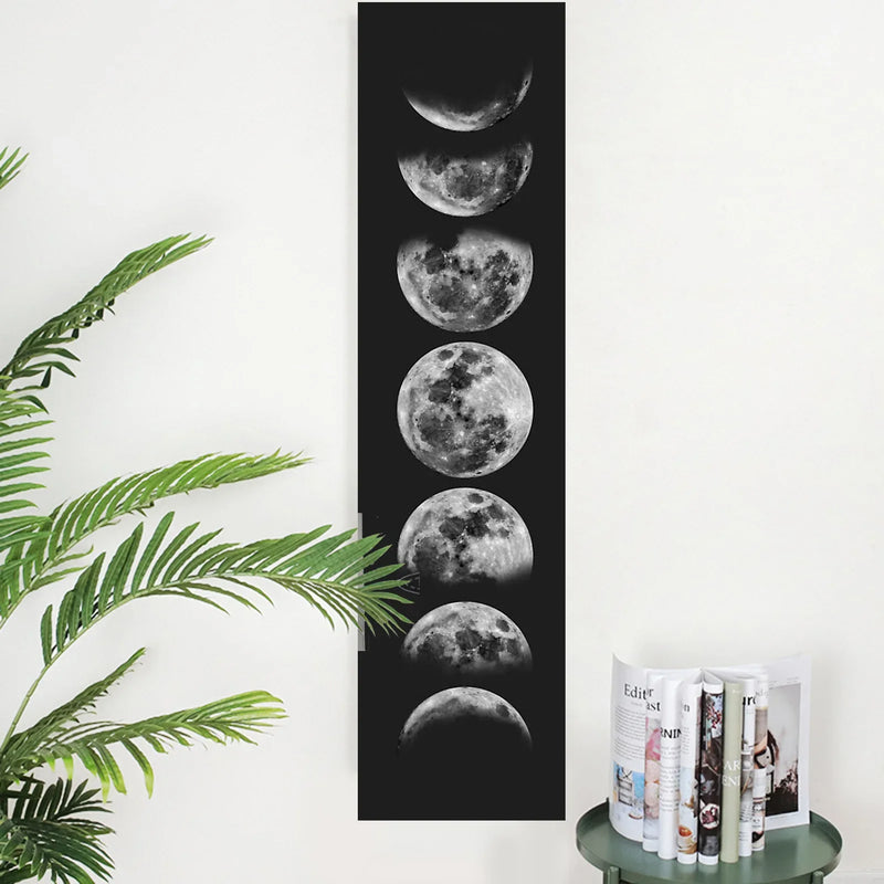 Black Galaxy Night Sky Moon Phase Tapestry by Afralia™ - Psychedelic Wall Hanging & Throw Blanket