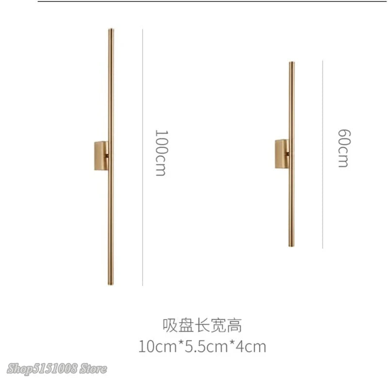 Afralia™ Modern LED Linear Tube Wall Sconce in Black Gold for Bedside Foyer Corridor