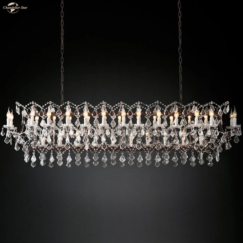 Afralia™ Iron Crystal LED Chandelier: 19th Century Style Kitchen Pendant Light