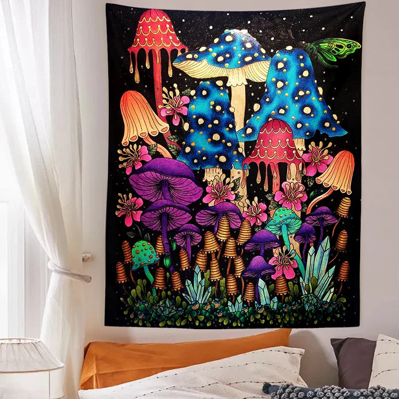 Afralia™ Psychedelic Mushroom Botanical Boho Wall Hanging Tapestries