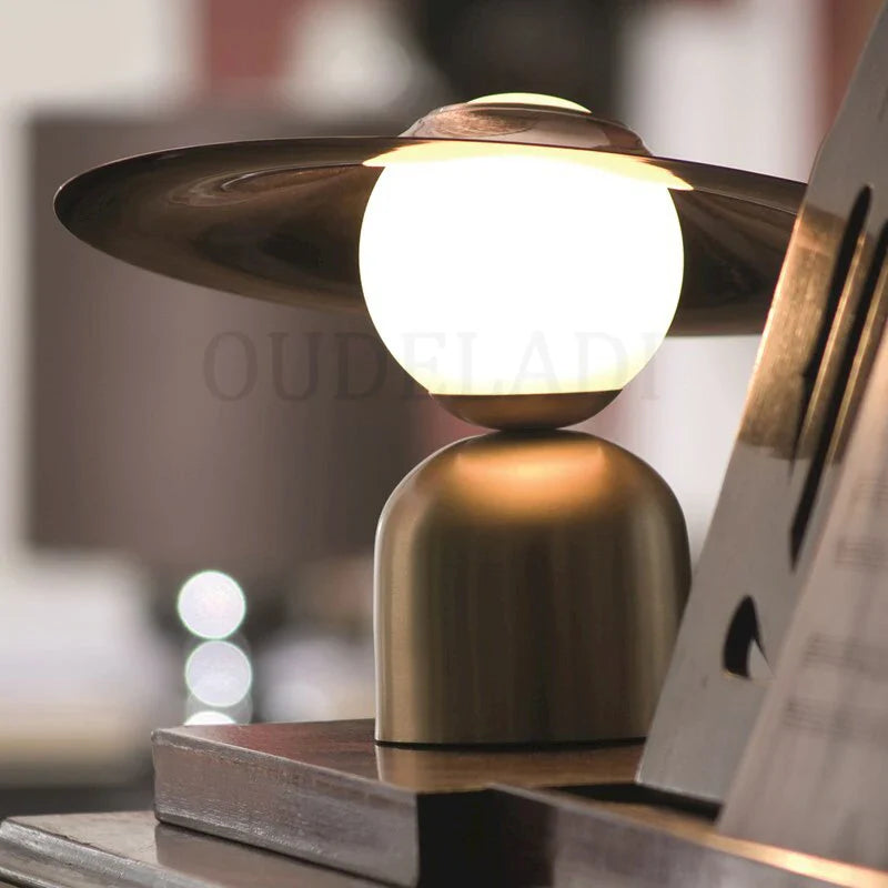 Afralia™ Nordic Glass Ball LED Table Lamp Gold Metal Light for Living Room