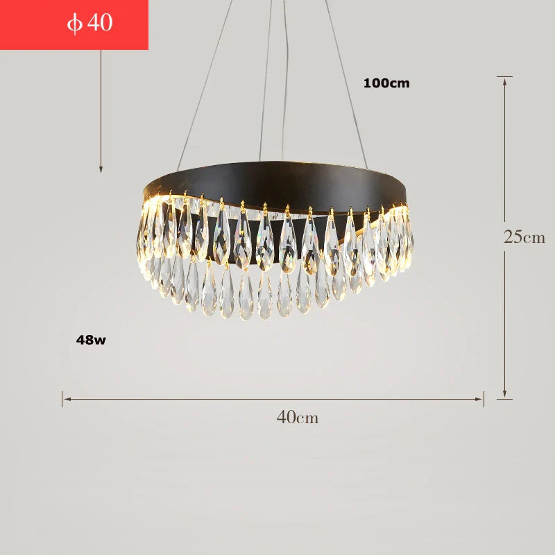 Afralia™ Golden Crystal Stainless Steel Chandelier for Dining Room