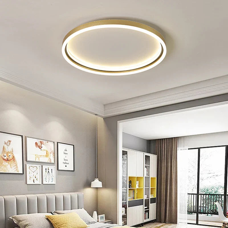 Afralia™ LED Minimalist Chandelier in Black/Golden Finish for Living Room and Bedroom