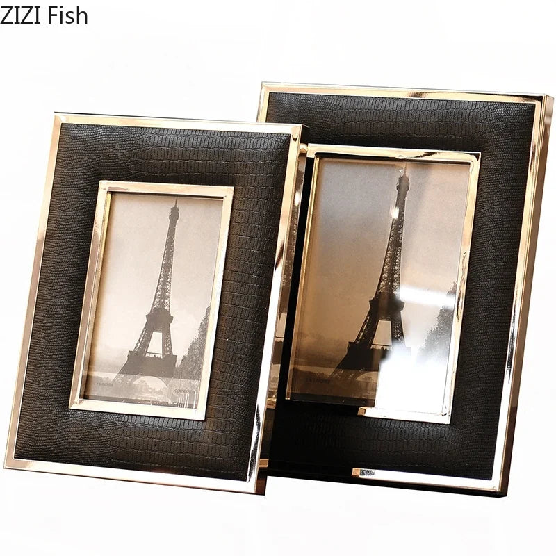 Afralia™ Crocodile Leather Modern Photo Frame for Living Room Decor & Gifts