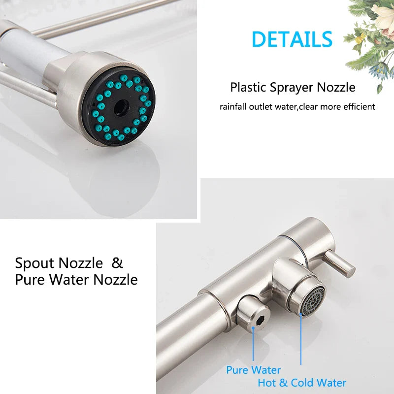 Afralia™ Dual Spout Pull Down Kitchen Faucet with Filter & Purification System