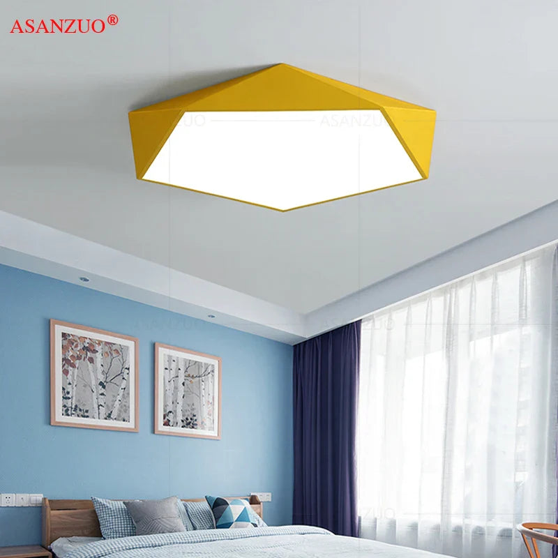 Afralia™ Pentagon LED Ceiling Light: Multicolor Children's Bedroom & Living Room Fixture