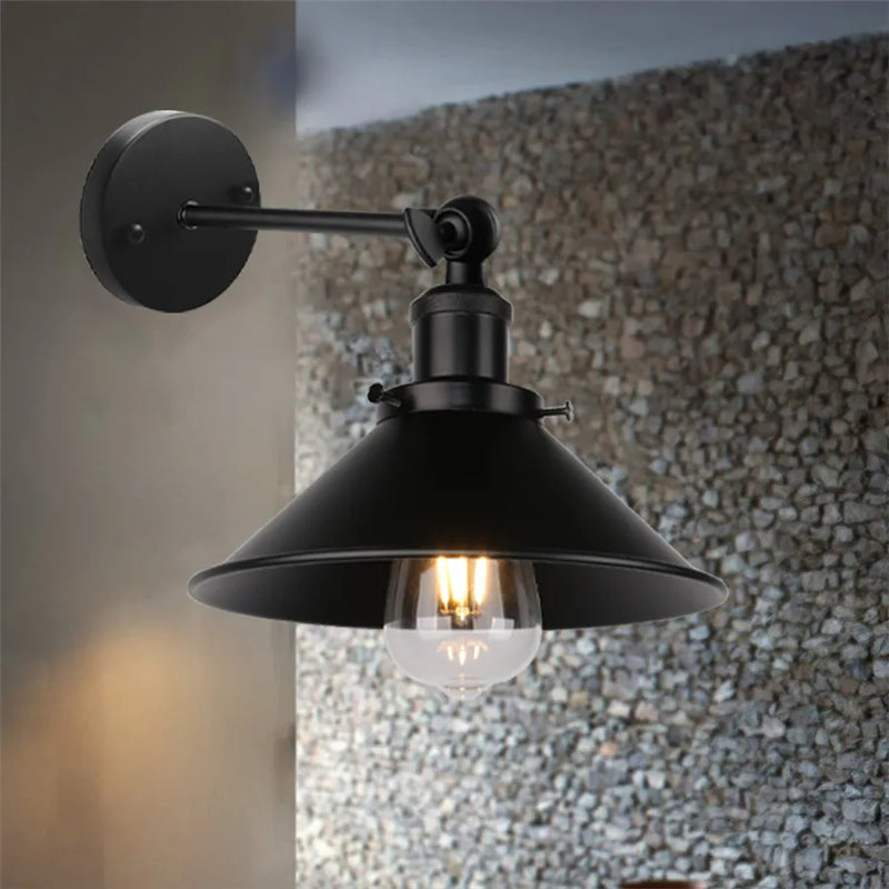 Afralia™ Industrial Metal Wheel Wall Sconce - Vintage Loft Bedside Light Fixture