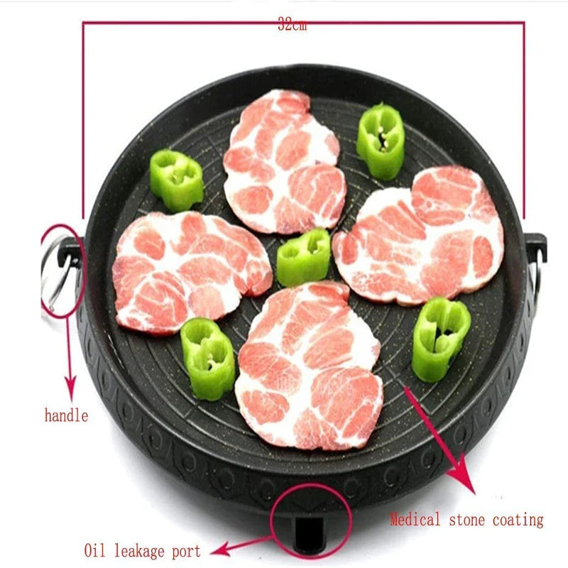 Afralia™ Korean Grill Pan - Non-stick Smokeless BBQ Tray for Indoor/Outdoor Grilling