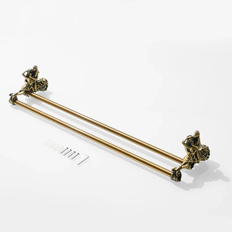 Afralia™ Double Towel Bars: Gold/Silver Bathroom Towel Rack Holder, Wall Mounted Brass