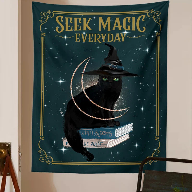 Afralia™ Magic Tarot Witch Art Tapestry Wall Hanging for Home Decor