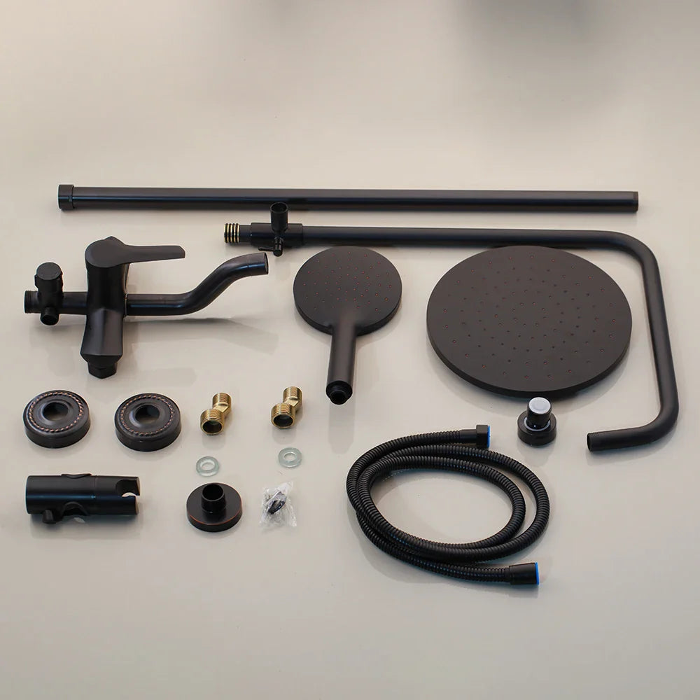 Afralia™ Matte Black Rainfall Shower Set with Hand Shower Mixer - Wall Mounted