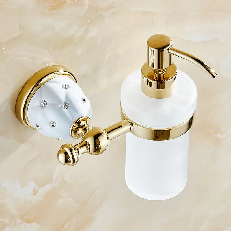 Afralia™ Golden Bath Hardware Set: TP Holder, Towel Rack, Tissue Holder, Cup Holder, Robe Hook