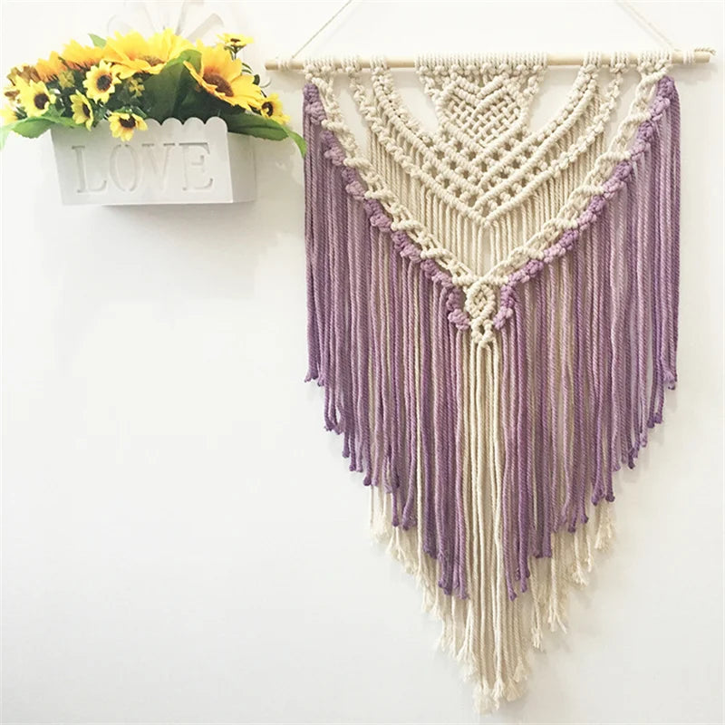 Afralia™ Colorful Cotton Macrame Wall Hanging Tapestry for Nordic Modern Living Room Decor