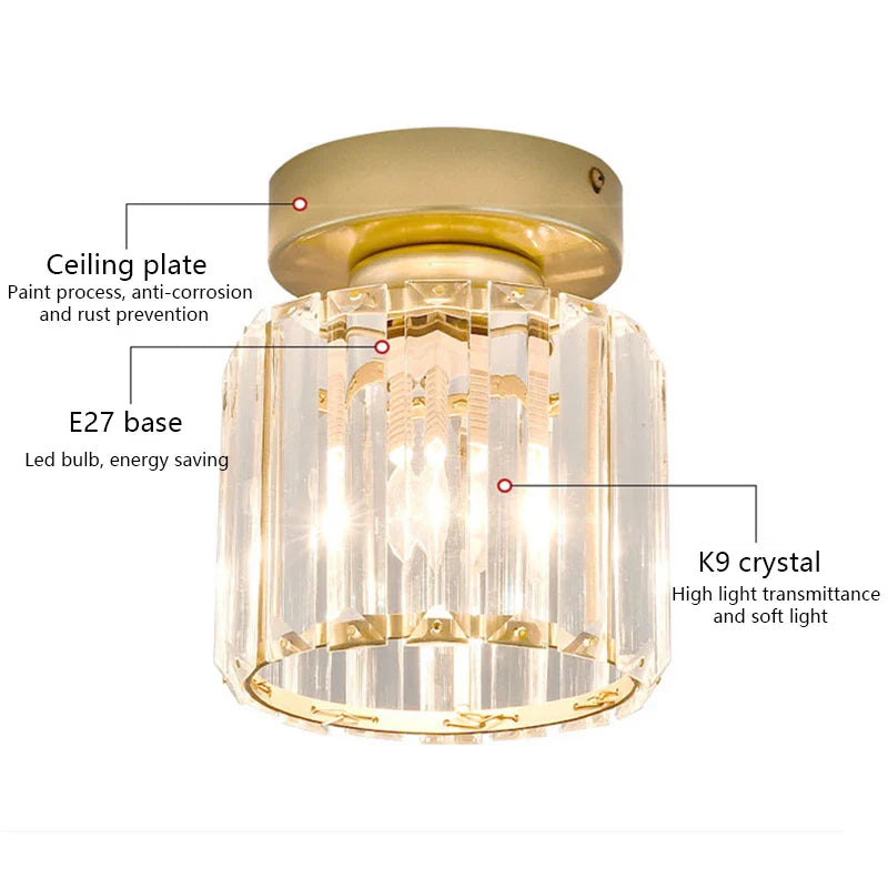 Afralia™ Crystal Ceiling Lights: Modern Living Room Bedroom Decorative Lamp with E27 Bulb Socket