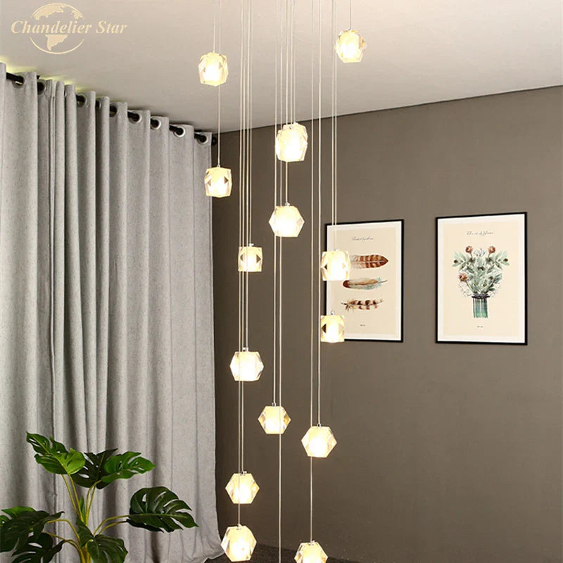 Afralia™ Crystal Spiral Diamond LED Chandelier for Living Room Bedroom Staircase