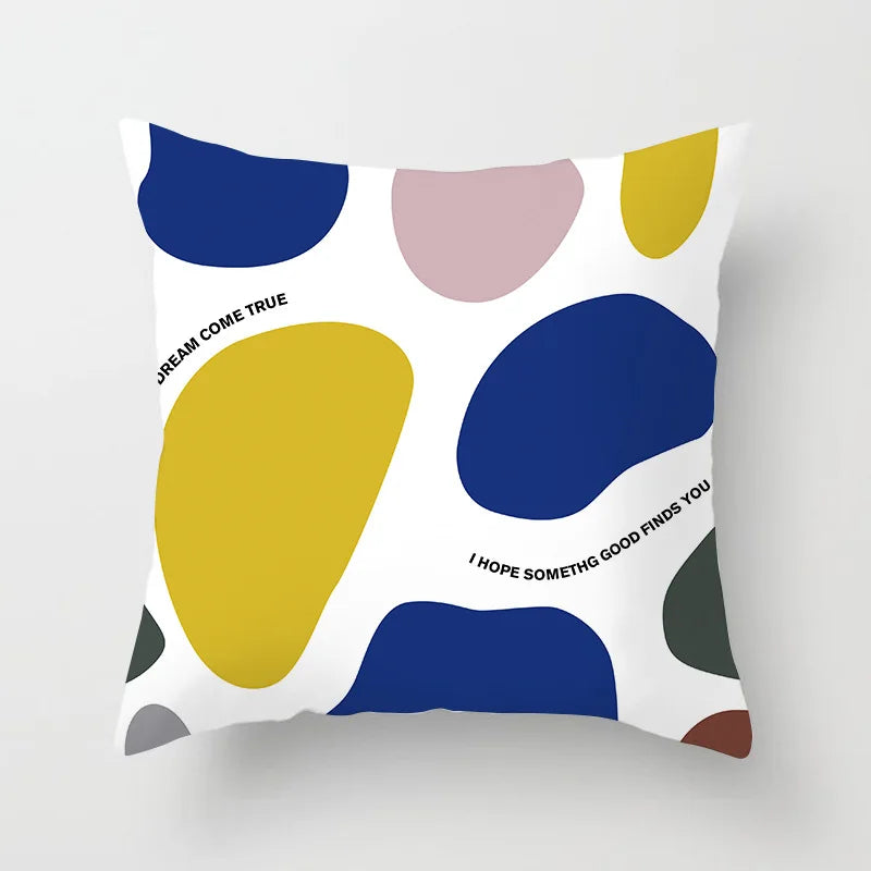 Afralia™ Retro Geometric Abstract Art Pillow Cover - Blue Green Design