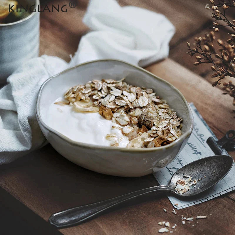 Afralia™ Ceramic Irregular Soup Bowl - Eco-Friendly Porcelain Breakfast Noodle Bowl