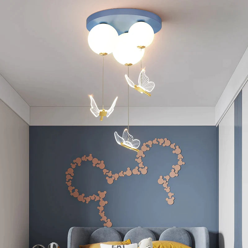 Afralia™ Butterfly Ball Ceiling Lamp: Warm & Romantic Pendant Light for Children's Room