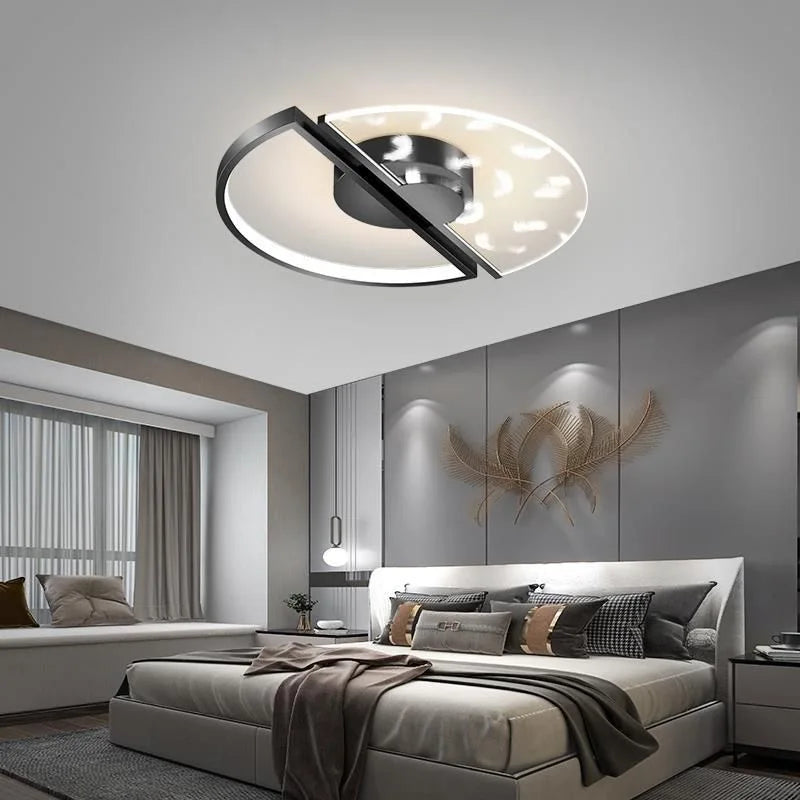 Afralia™ Luxury LED Feather Ceiling Lamp for Bedroom & Living Room Lighting
