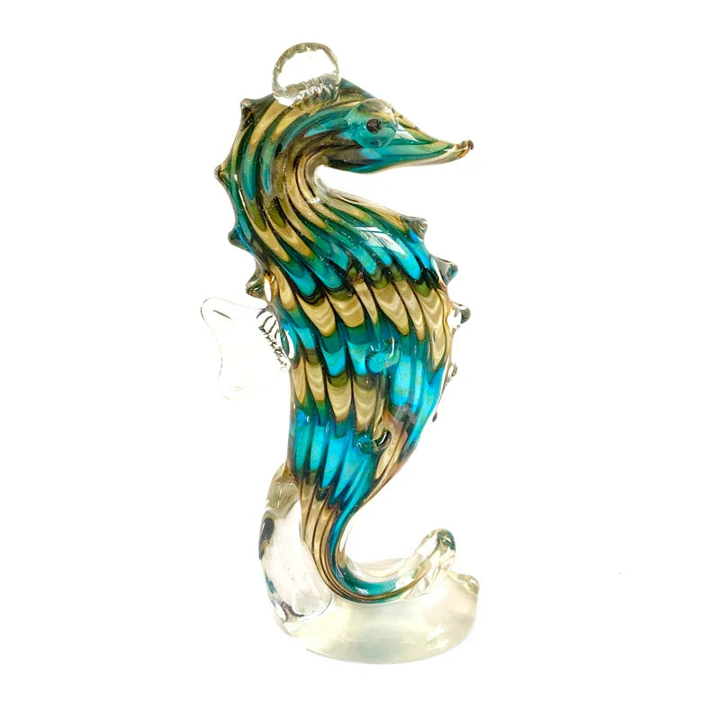 Afralia™ Seahorse Glass Figurine Sculpture Home Office Decor Crystal Animal Craft Collection