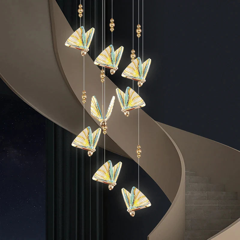 Afralia™ Butterfly Stairs Bar Hanging Wire Pendant Light