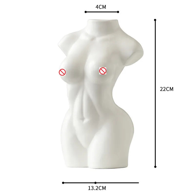 Afralia™ Abstract Nude Female Ceramic Vase Black White Home Decor Ornament