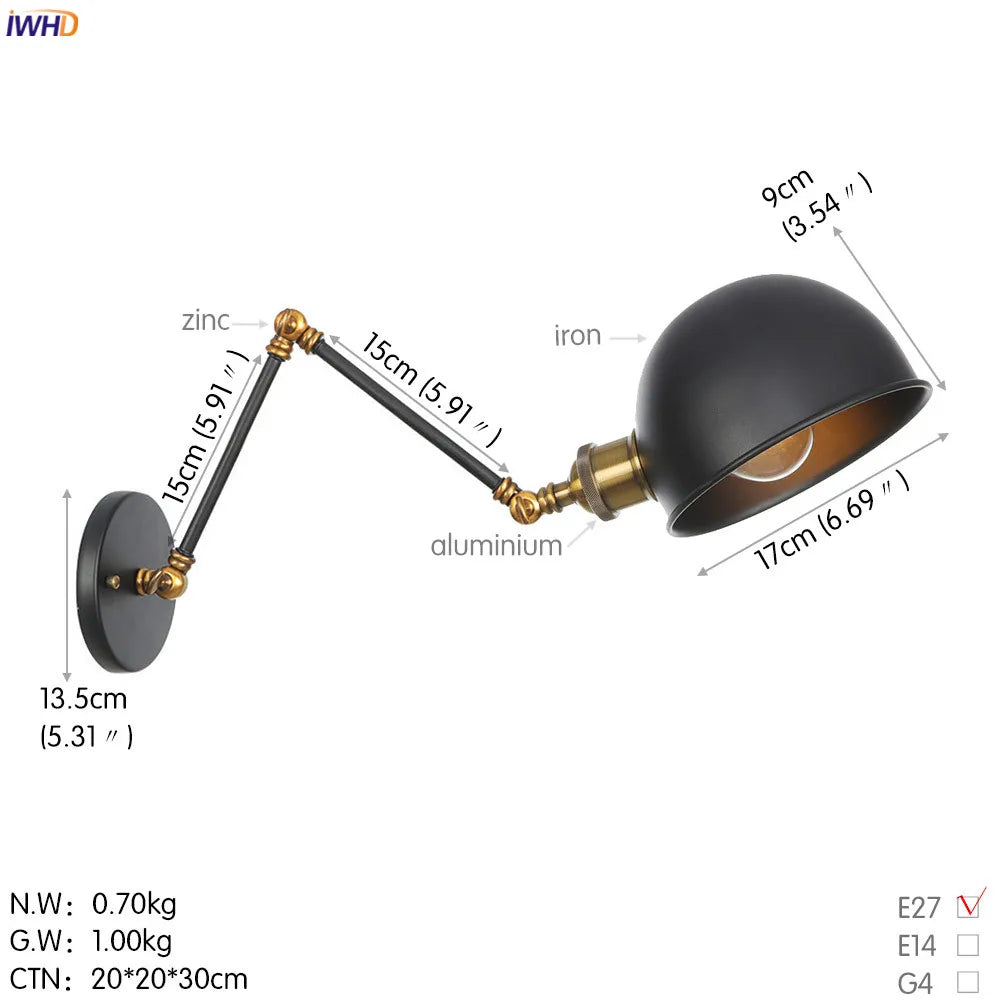 Afralia™ Adjustable Swing Arm Wall Sconce Industrial Vintage Retro White Wall Light