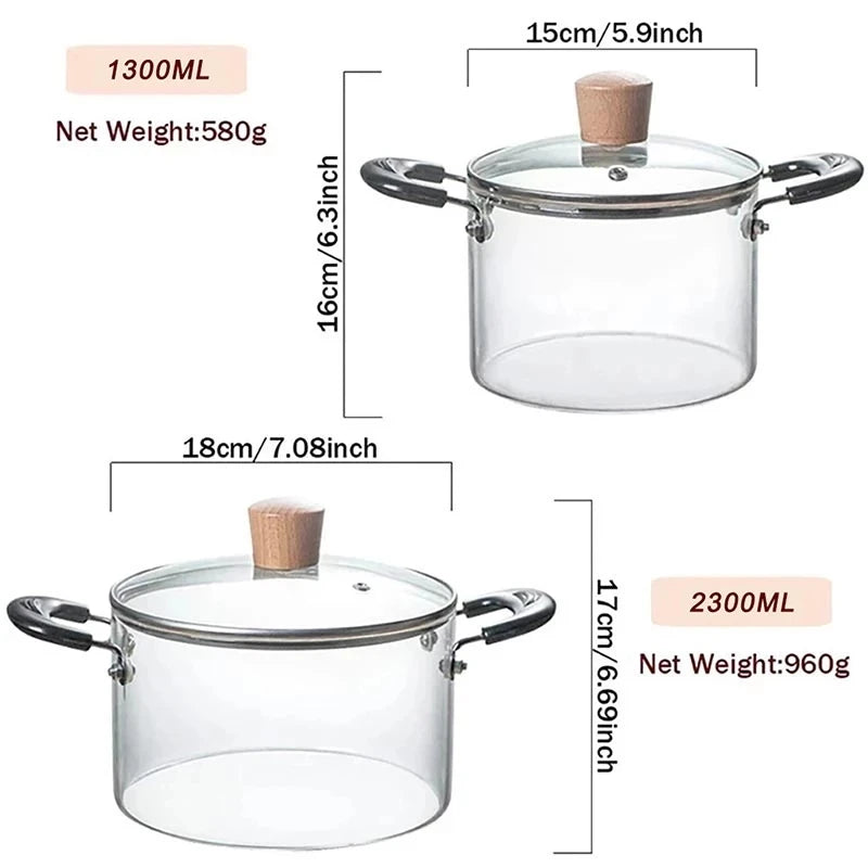 Afralia™ Transparent Glass Soup Cooking Pot | Versatile Flame-Proof Cookware