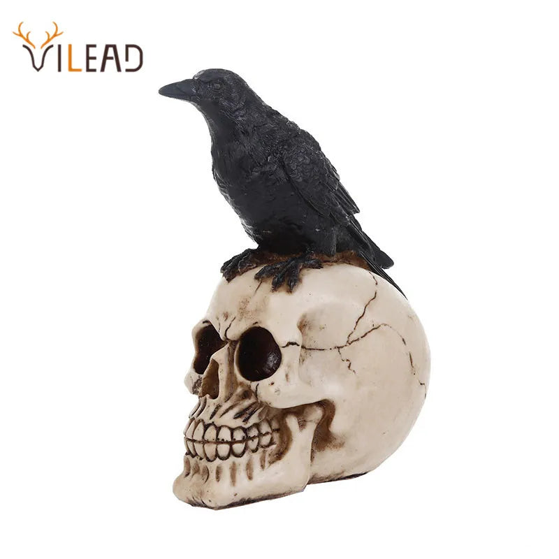 Afralia™ Resin Crow Skull Ornament Fashion Flower Pot Home Decor Statue Art Prop