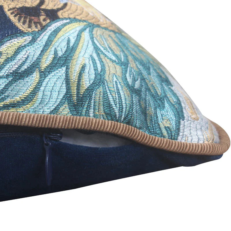 Afralia™ Parrot Birds Embroidered Cushion Cover Lumbar Pillow Case Luxury Style