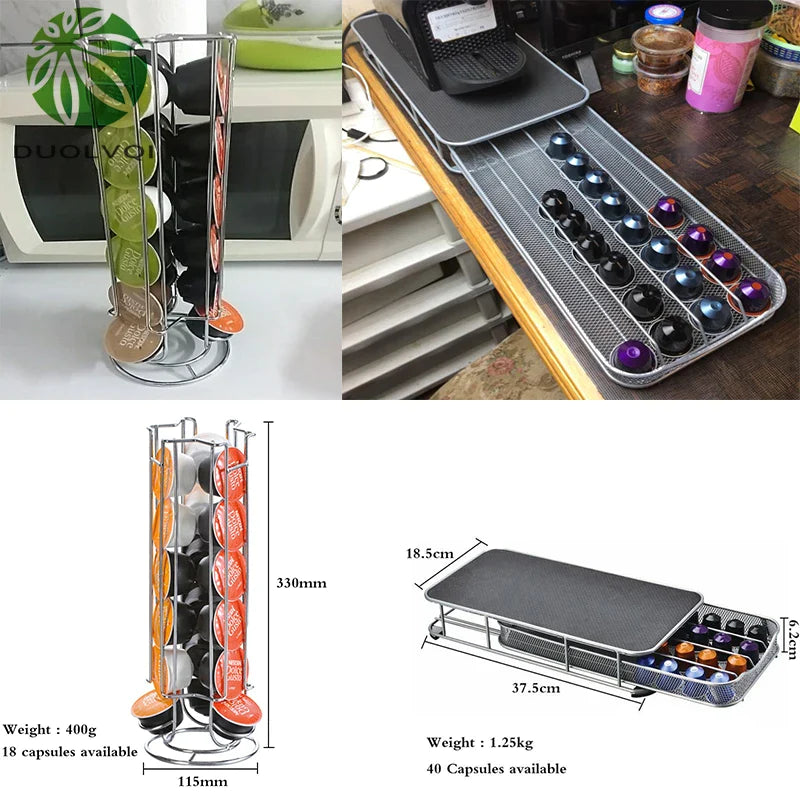 Afralia™ Coffee Pod Holder: Metal Espresso Capsules Storage Rack for 18pcs Dolce Gusto/Nespresso