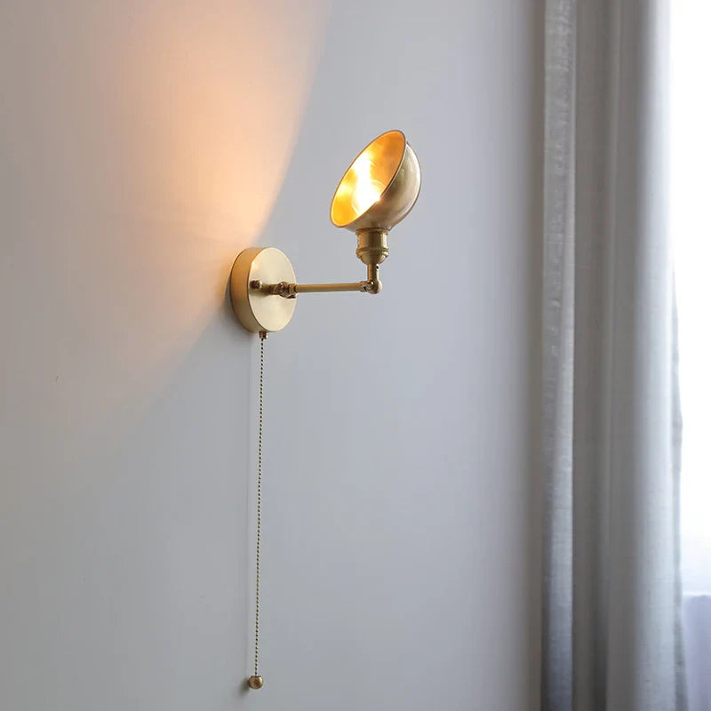Afralia™ Copper Modern Wall Sconce with Pull Chain Switch for Bedroom, Living Room, Bathroom