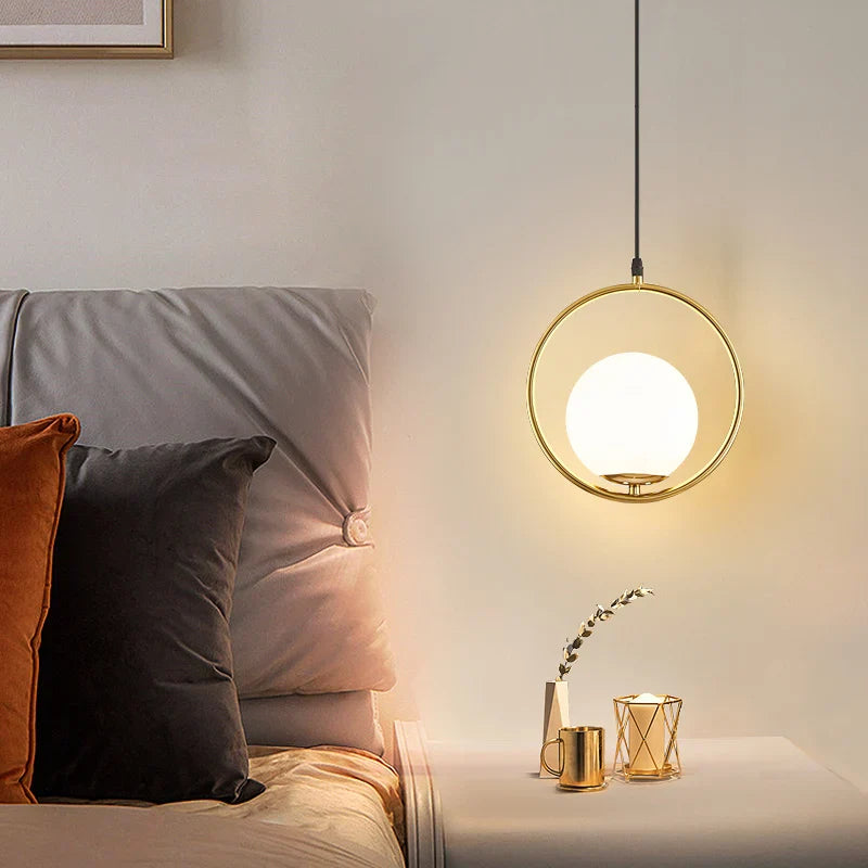 Afralia™ Nordic Gold Glass Ball Pendant Lights: Modern LED Hanging Lamp for Home Decor