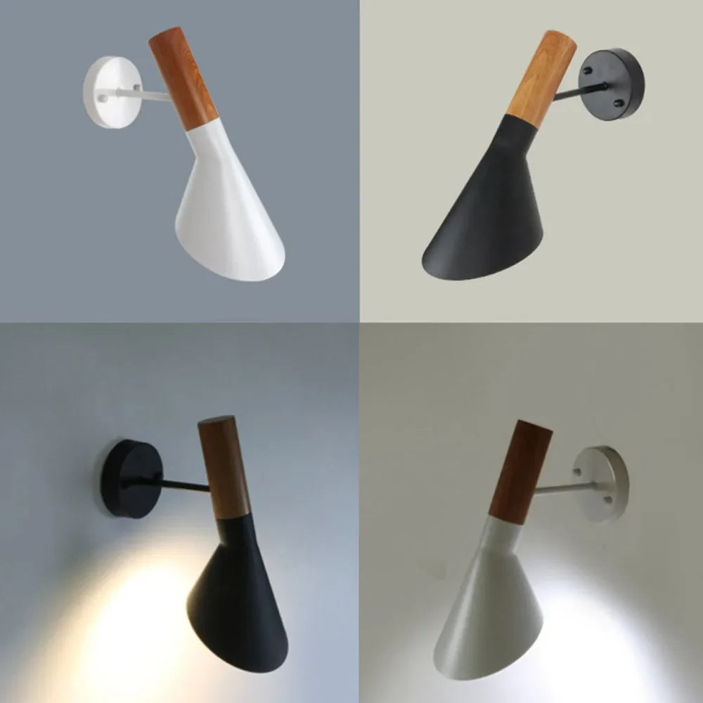 Afralia™ Nordic Wooden Wall Light Modern Vintage Loft LED Sconce for Home Decor