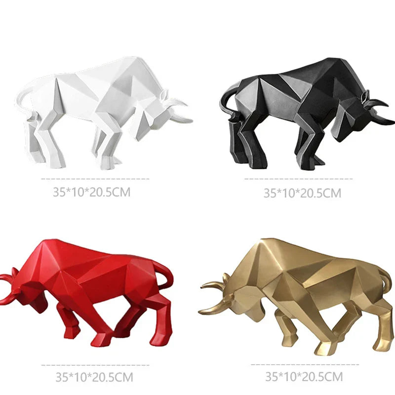 Afralia™ Geometric Bull Sculpture - Modern Home Decor, Office, Living Room Ornament