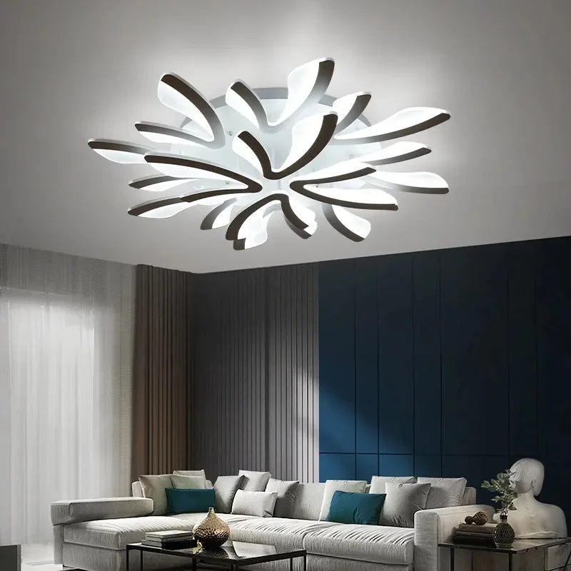 Afralia™ Modern LED Ceiling Chandelier for Home Living Room Bedroom Dining, Remote Control Lighting Fixtures