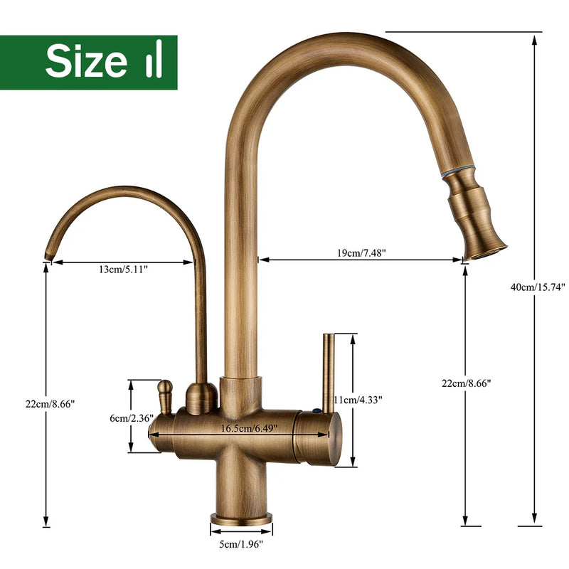 Afralia™ Antique Brass Kitchen Faucet with Touch Sensor and Swivel Sprayer Tap