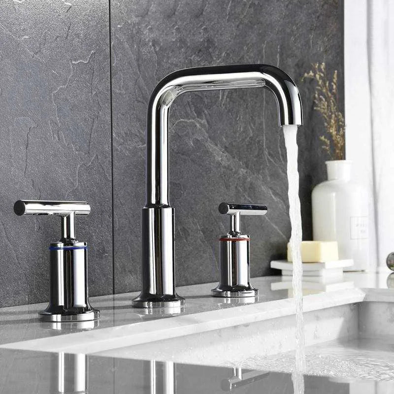 Afralia™ Rose Gold Dual Handle Basin Faucet, Brushed Bathroom Mixer Tap