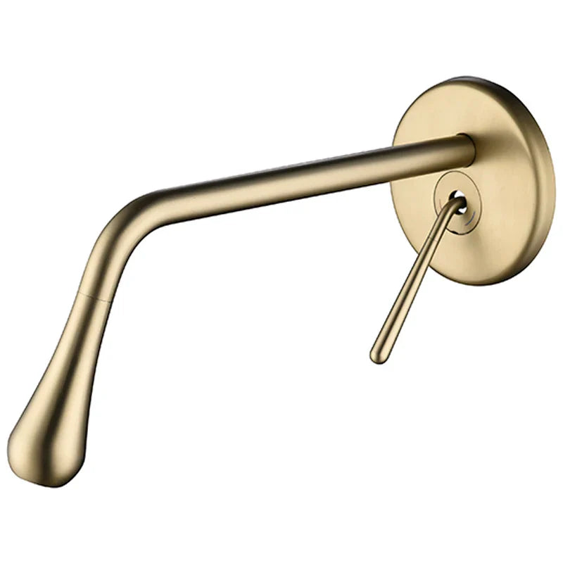 Afralia™ Brushed Gold Basin Faucet, Hot & Cold Mixer Tap, In-Wall Water Drop Faucet